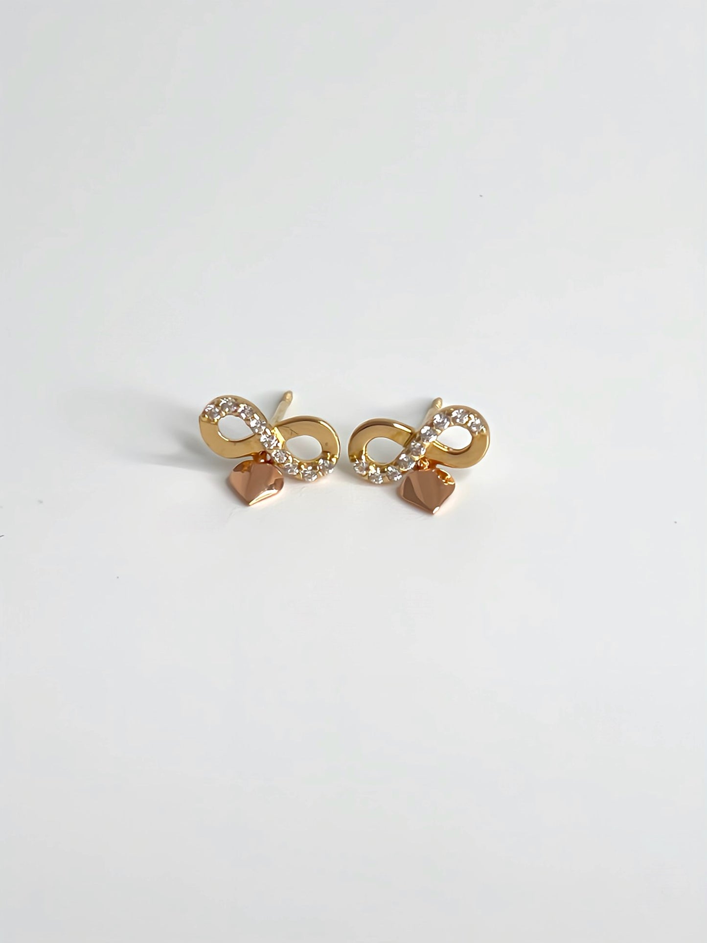 Infinity zirconia drop heart earrings