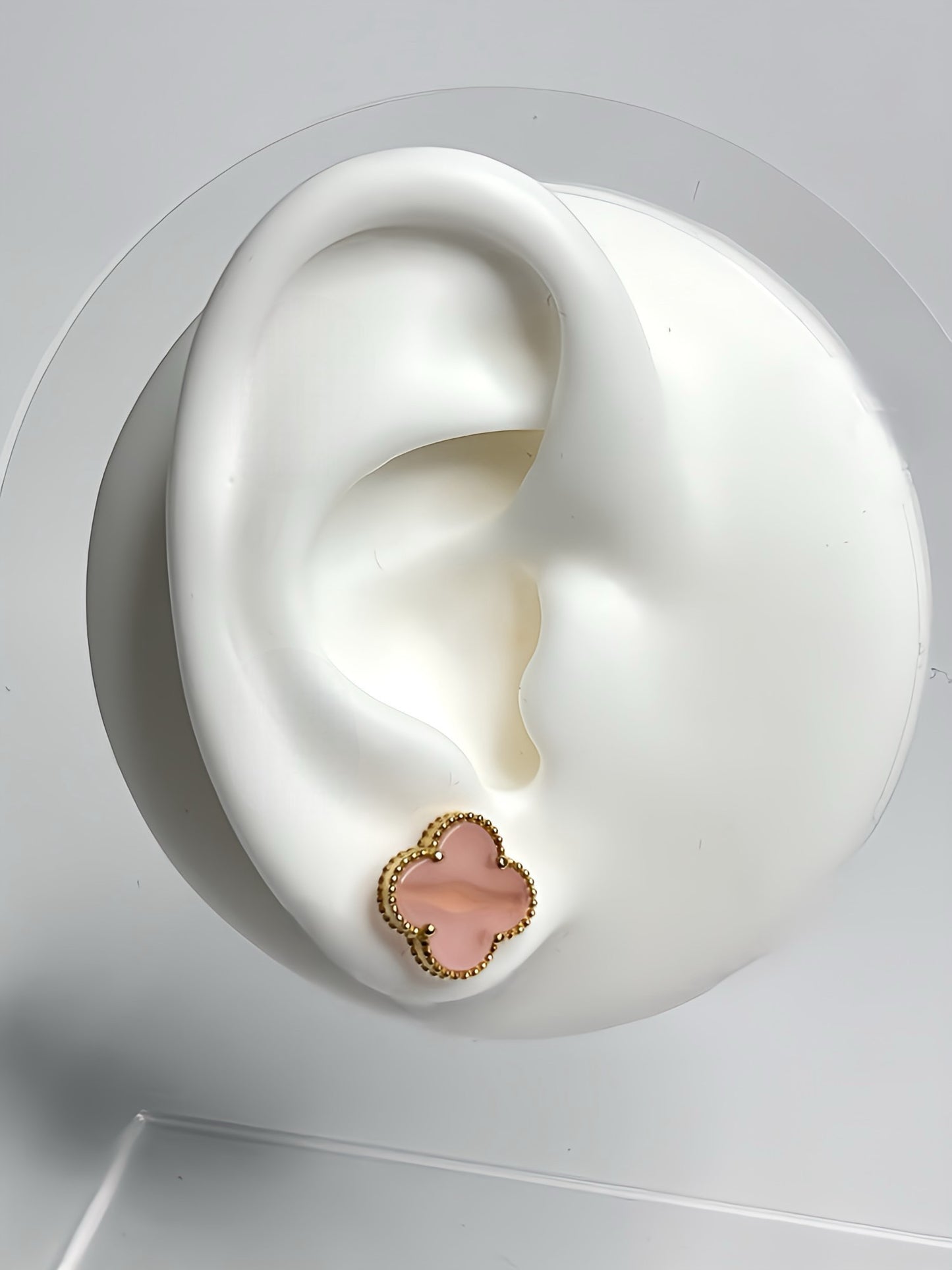 Pink clover earrings
