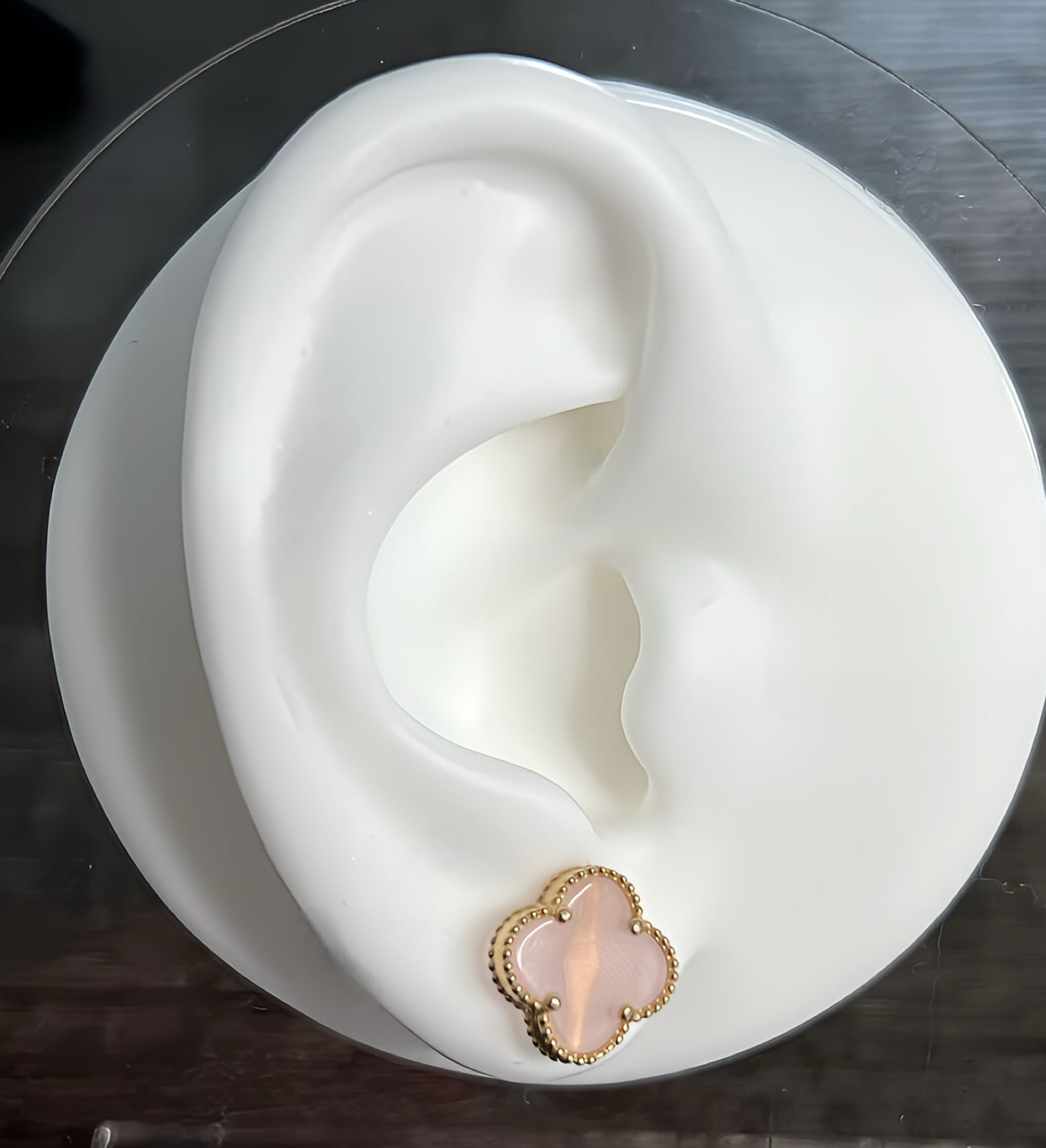 Pink clover earrings