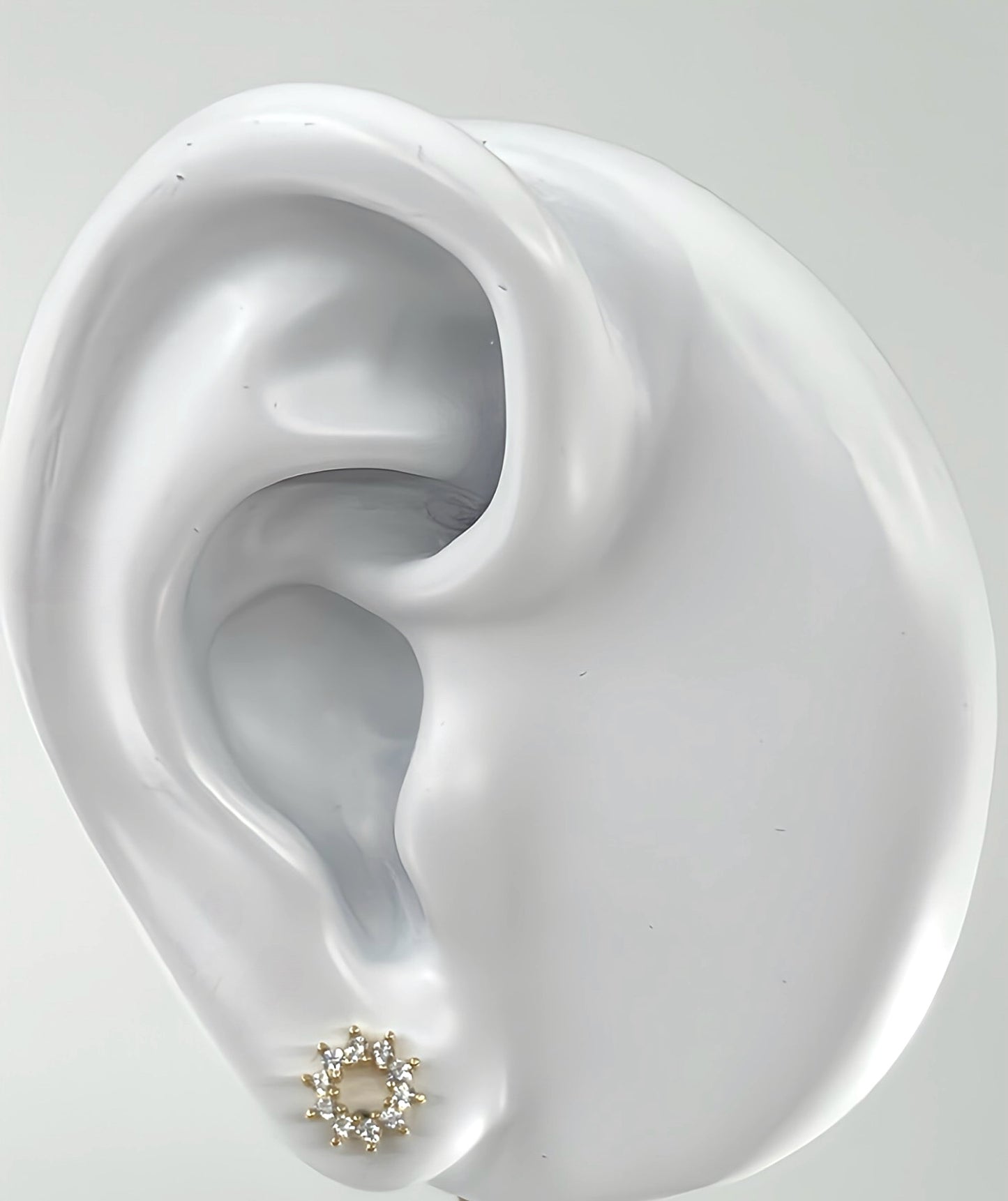 Round frame zirconia stud earrings
