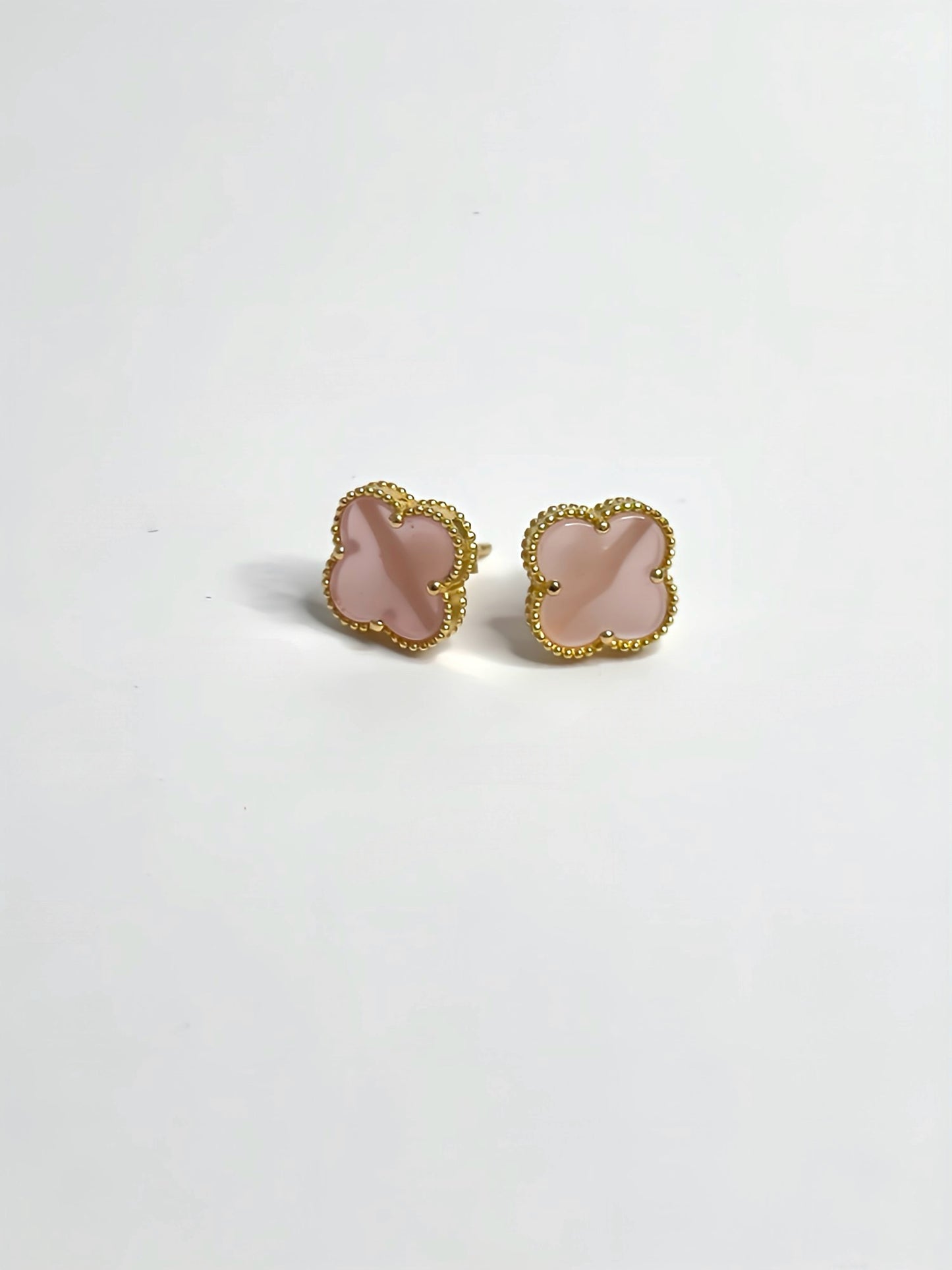 Pink clover earrings