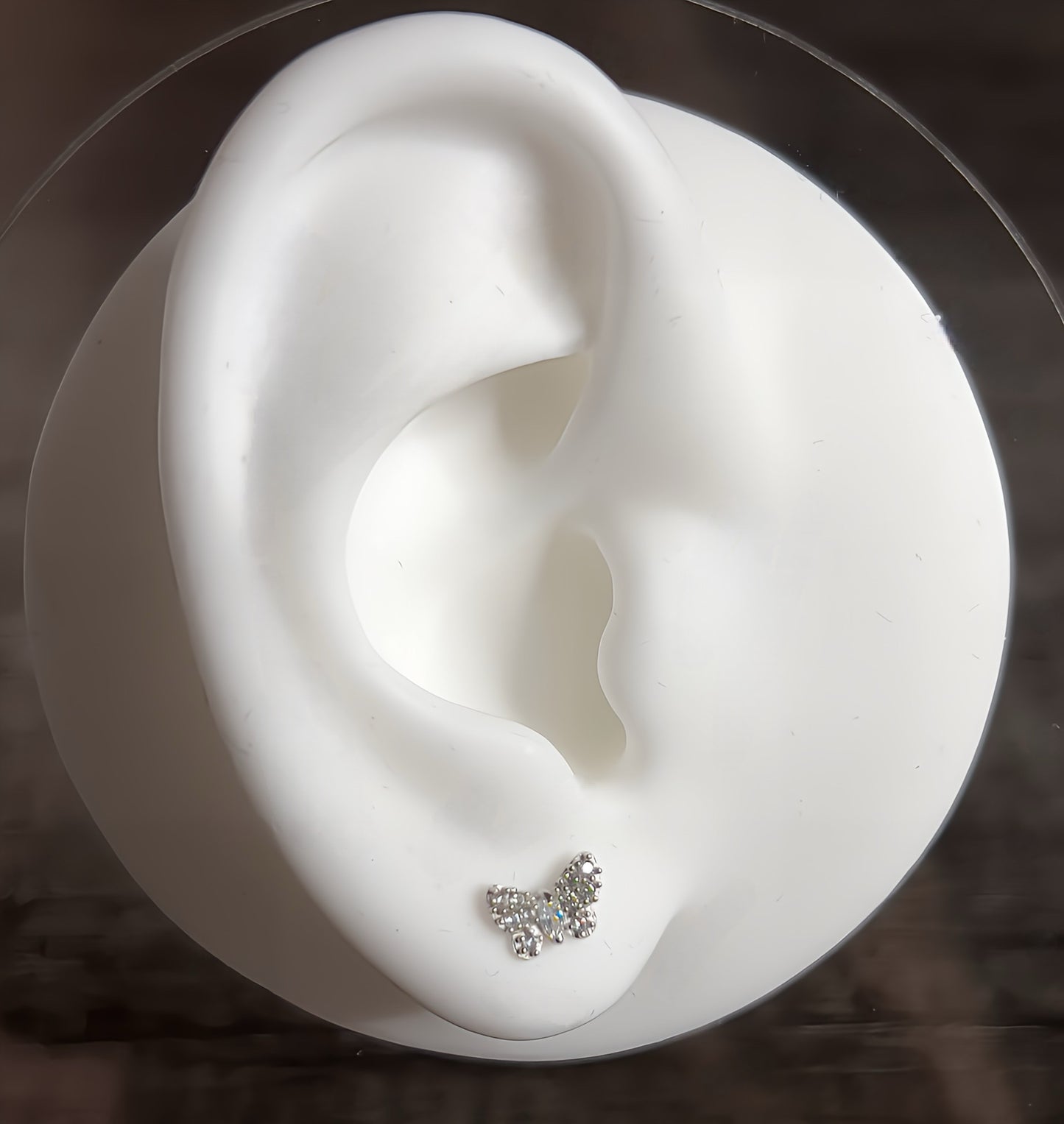Butterfly zirconia stud earrings