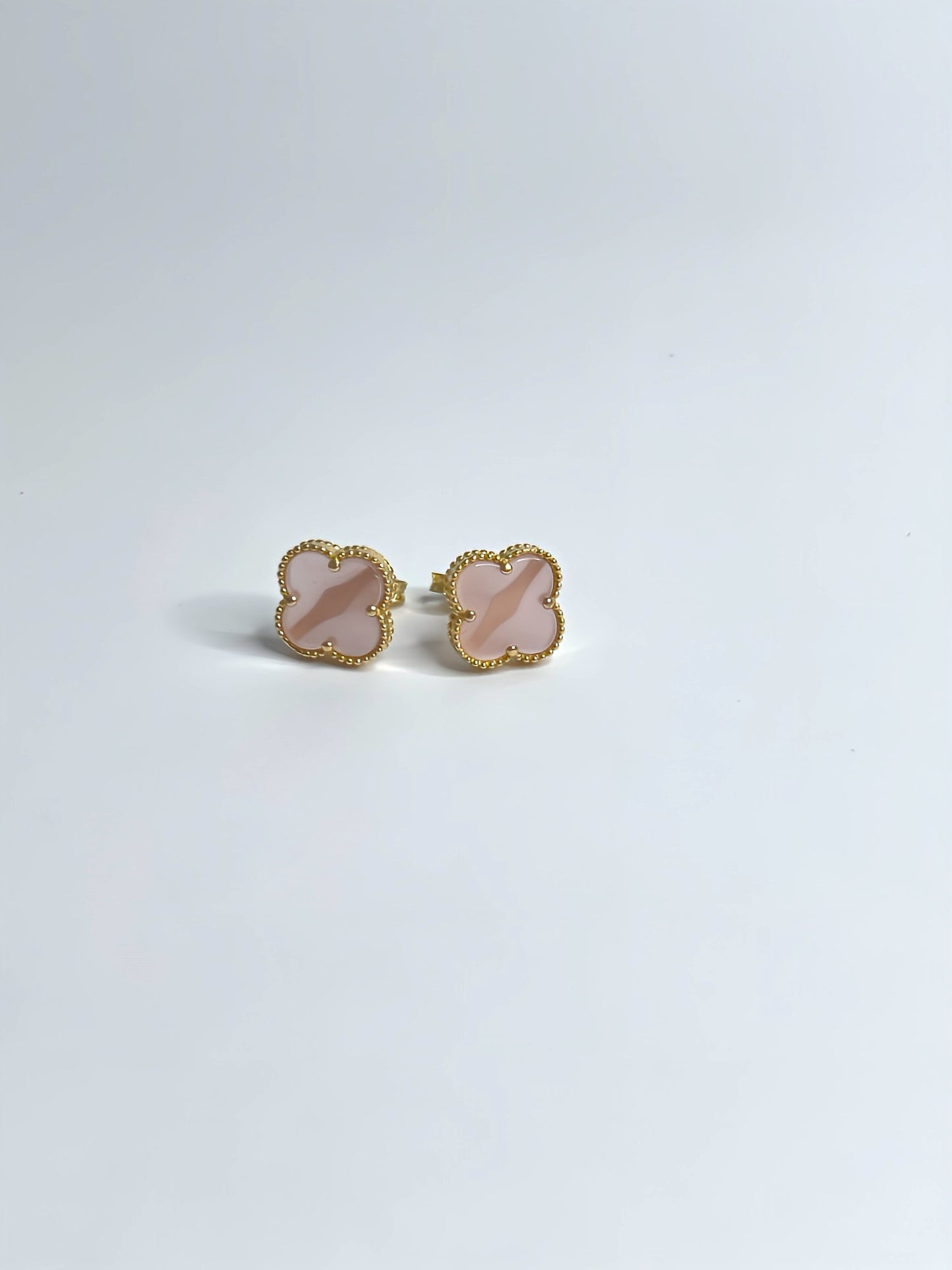 Pink clover earrings