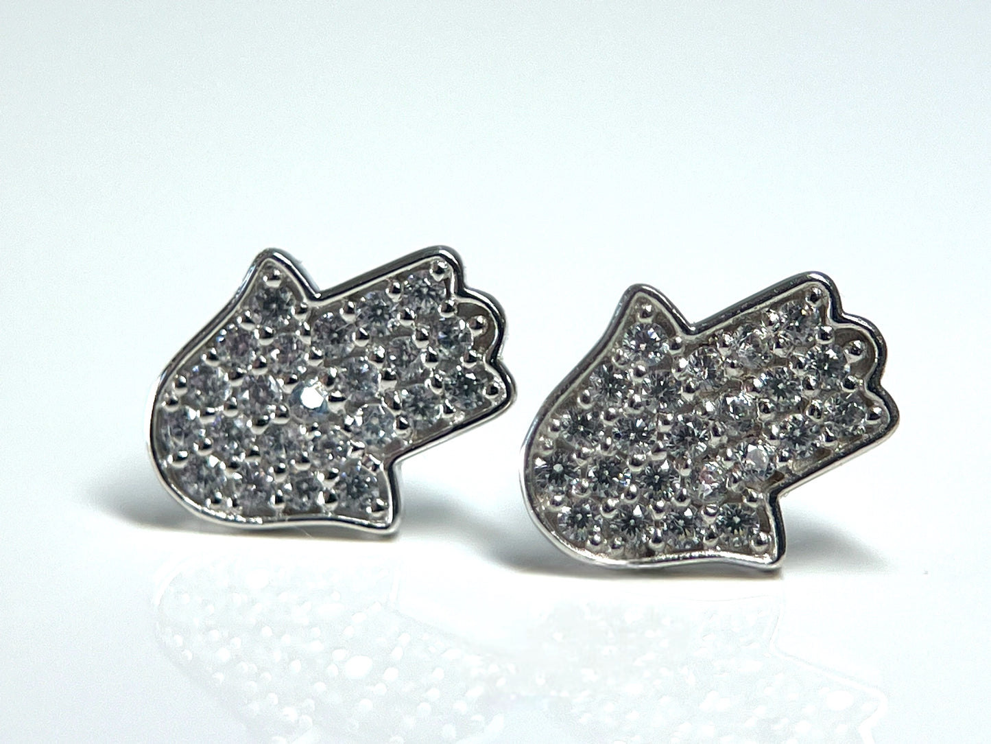 Zirconia hamsa stud earrings