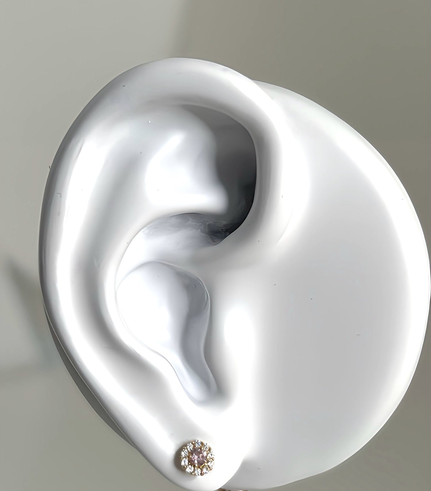Round pink and white cubic zirconia stud earrings