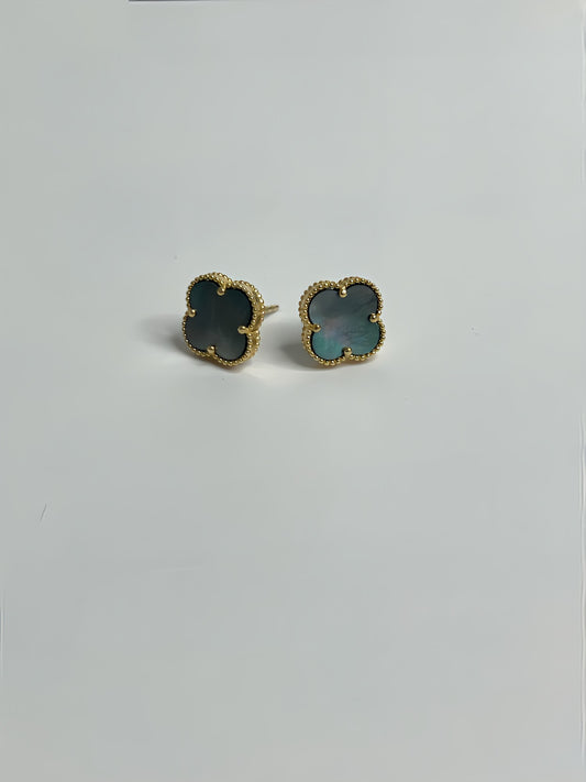 Gray clover earrings