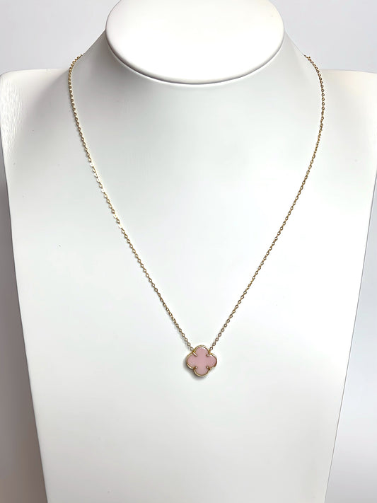 Pink clover necklace
