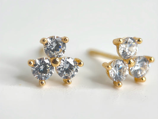Trio zirconia stud earrings