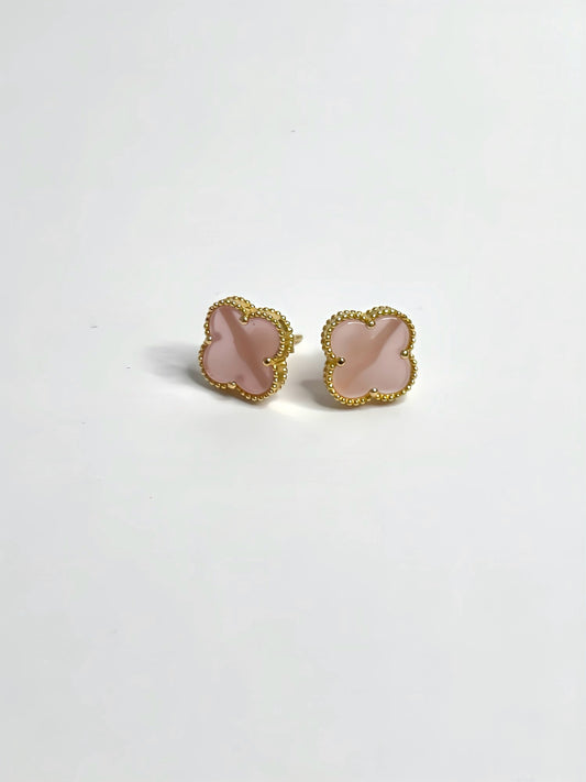 Pink clover earrings