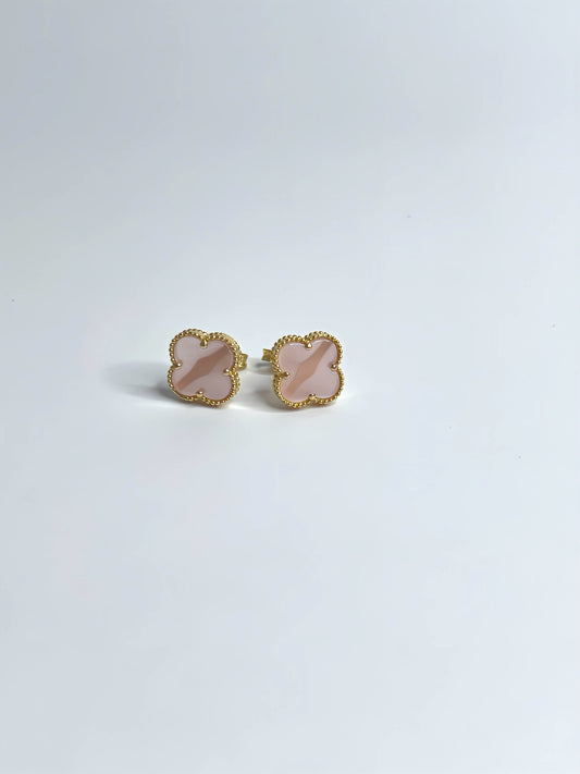 Pink clover earrings