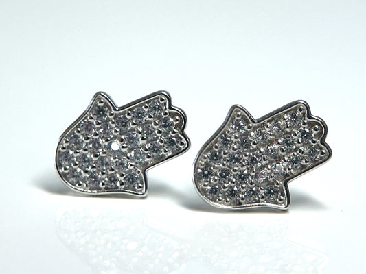 Zirconia hamsa stud earrings