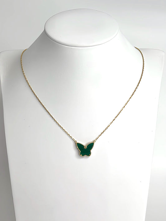 Green butterfly necklace